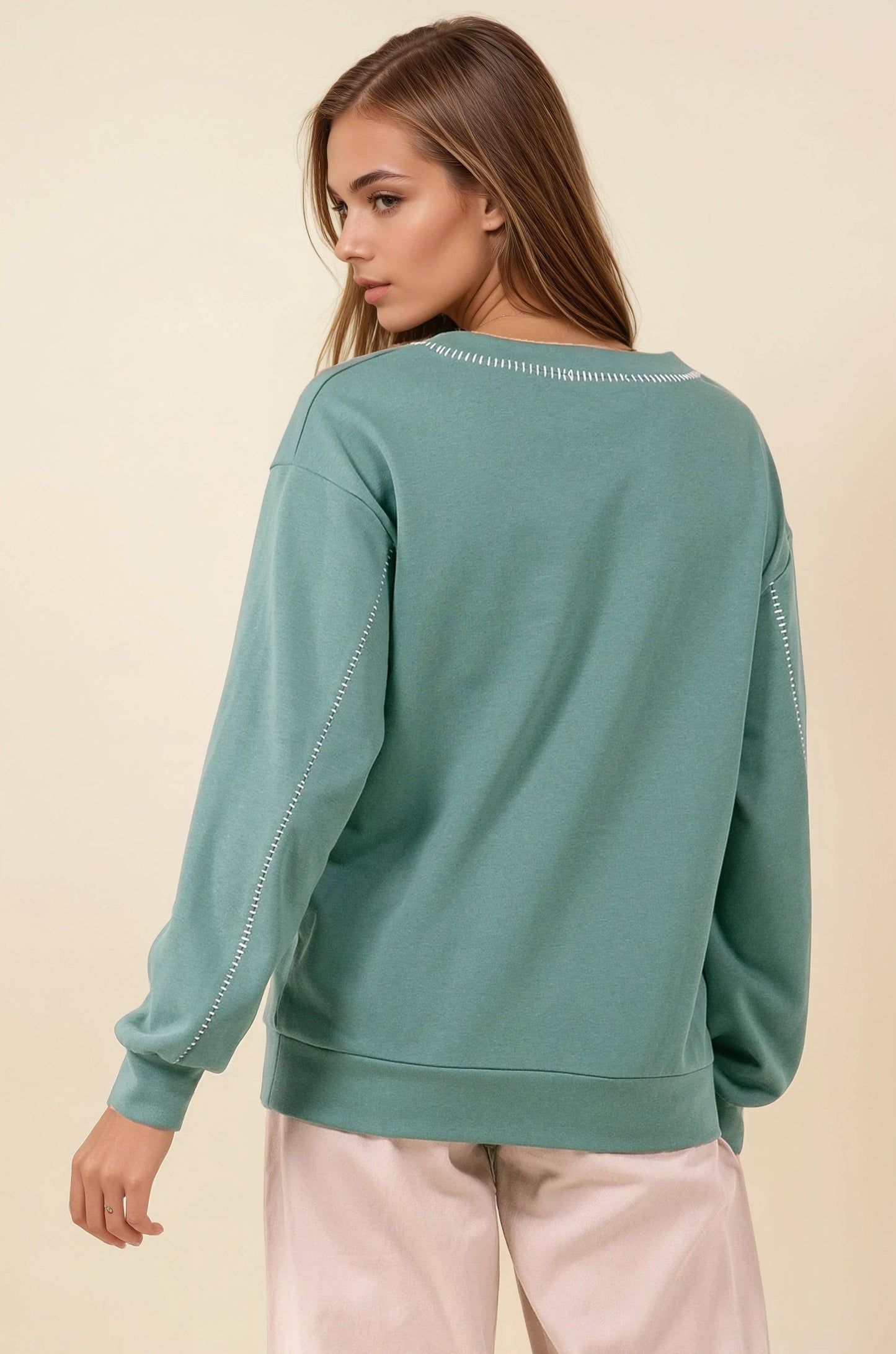 French Terry V-Neckline Oversized Sweatshirt