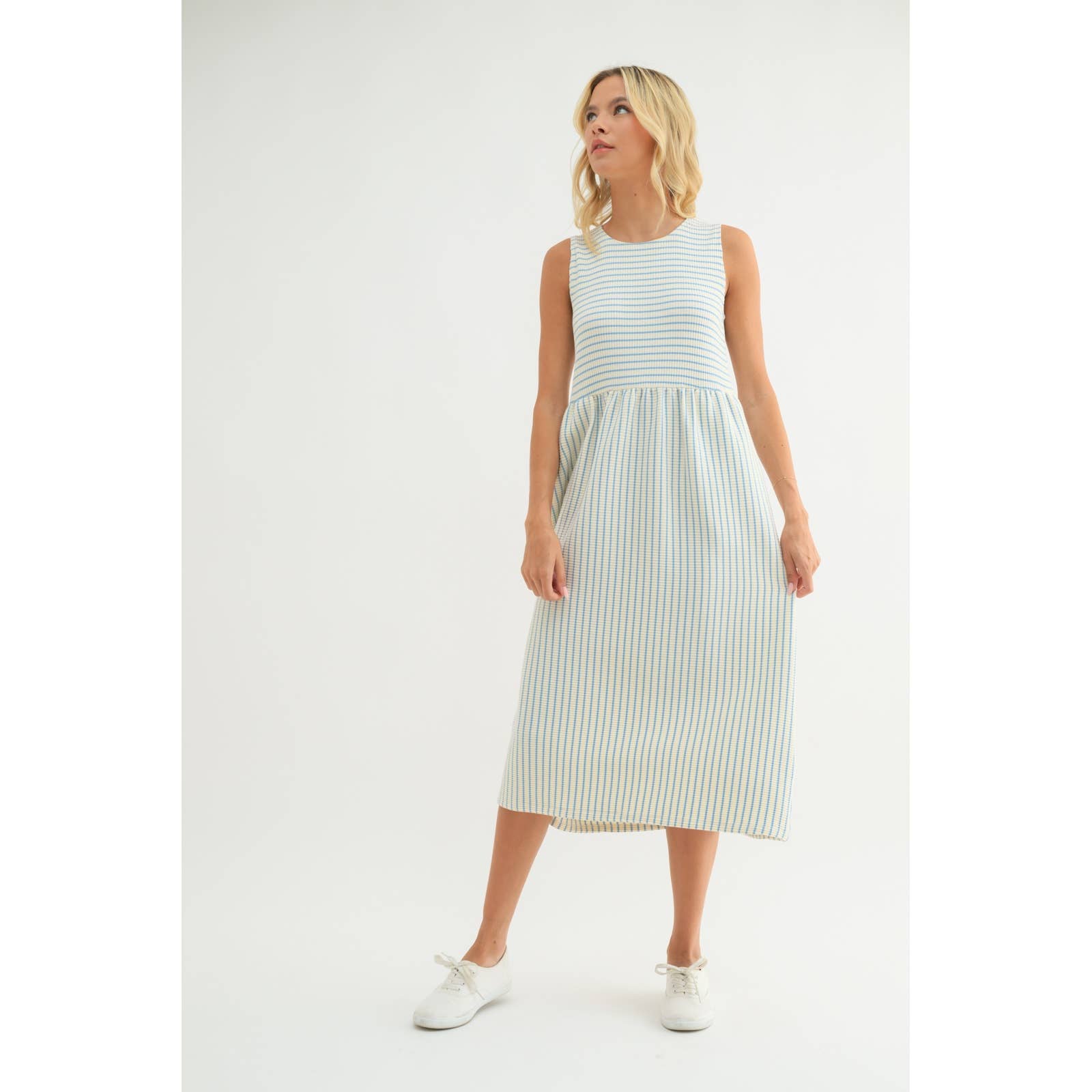 Striped Knit Midi Dress The Creamery Striped Knit Midi Dress The Creamery