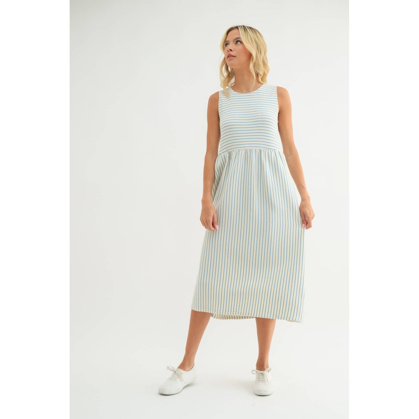 Striped Knit Midi Dress