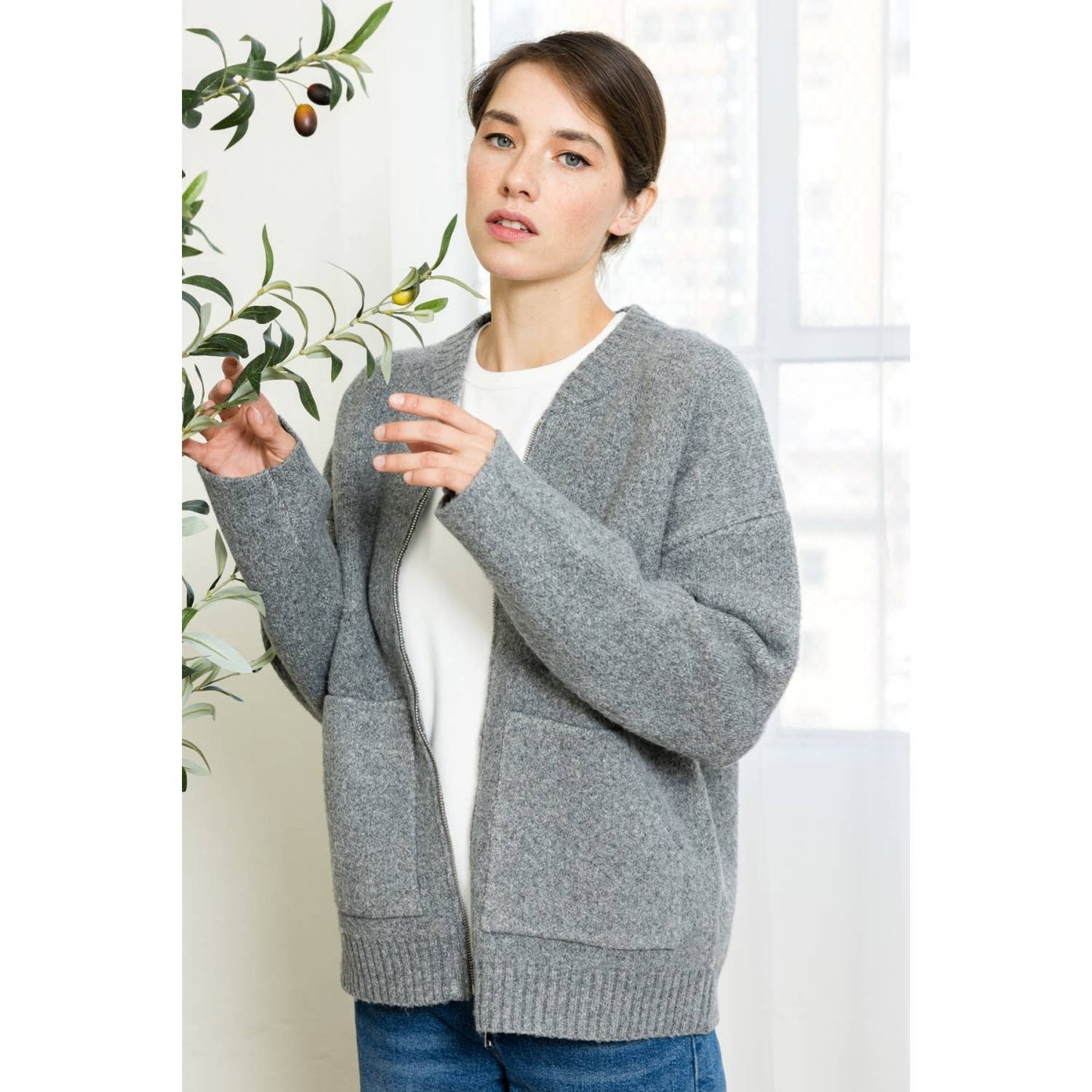 ZIPPER SWEATER JACKET