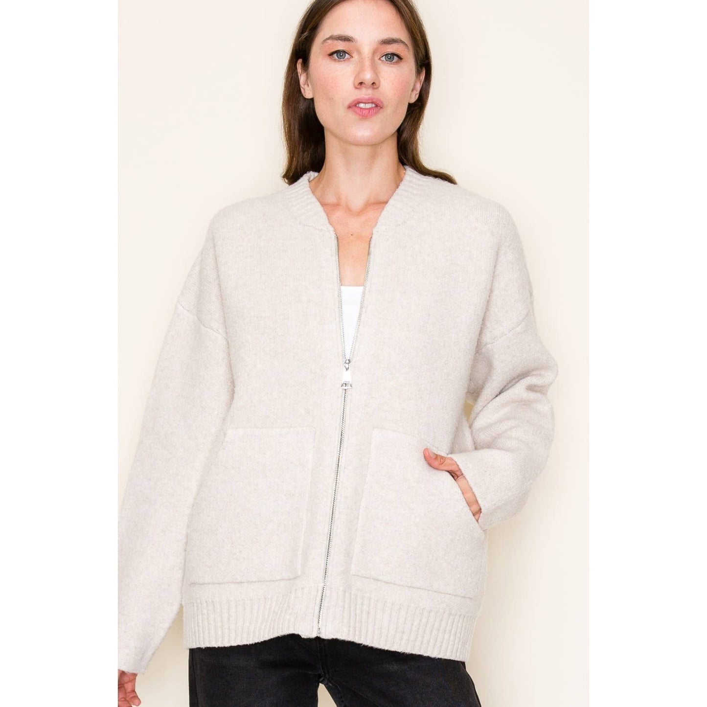 ZIPPER SWEATER JACKET