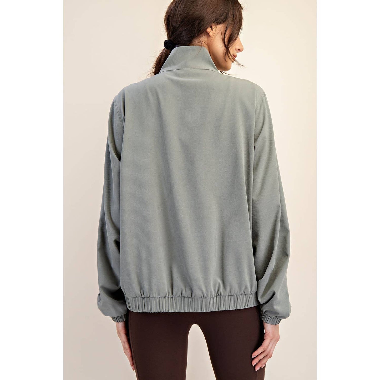 Crinkle Woven Quarter Zip Active Jacket