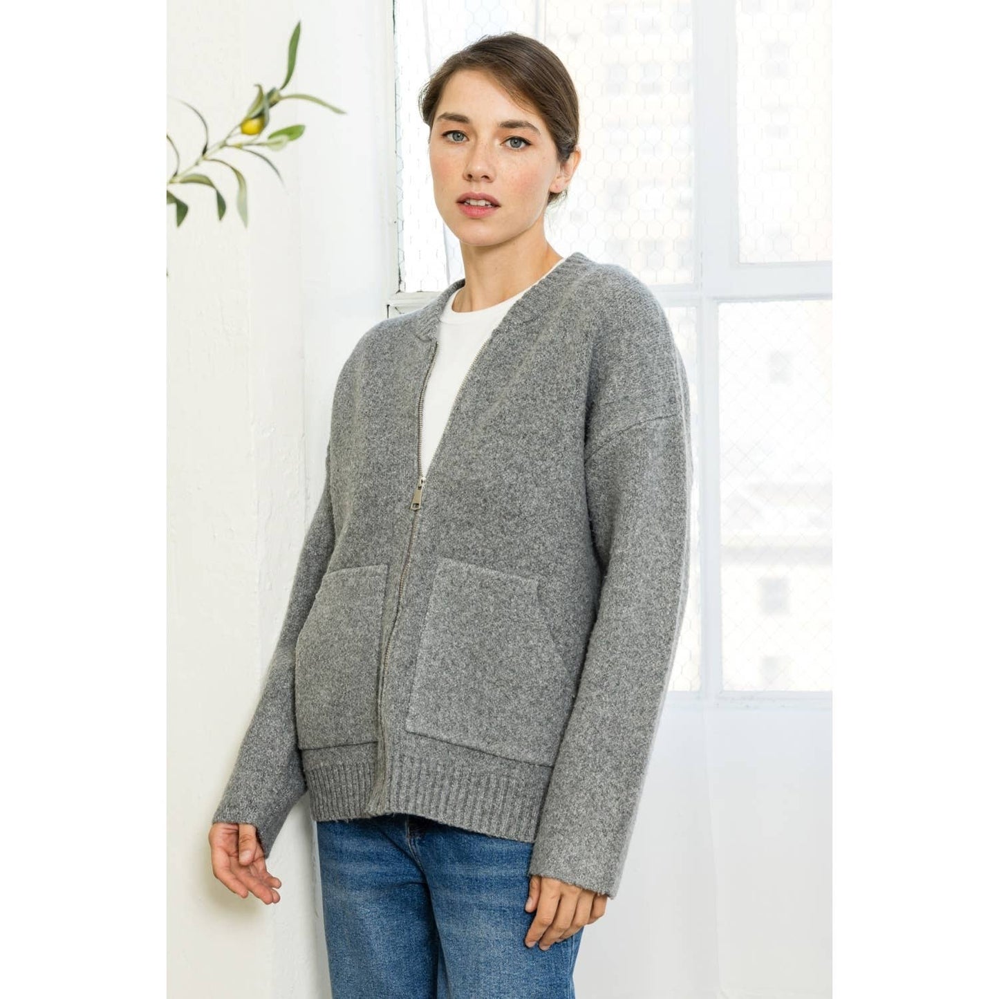 ZIPPER SWEATER JACKET
