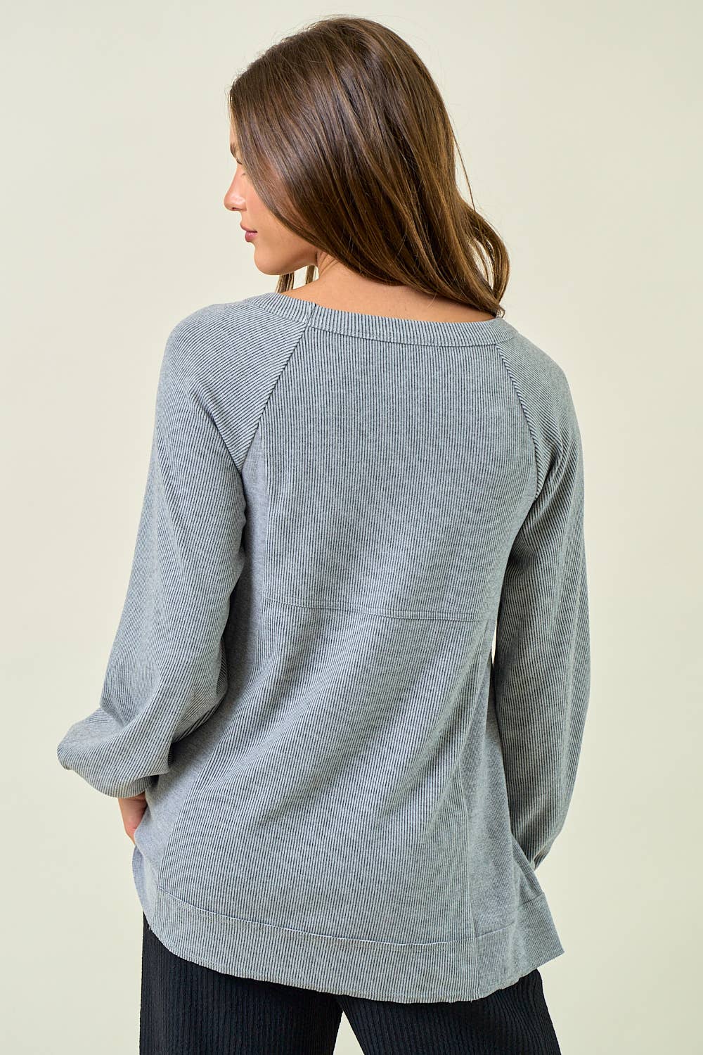 Pleat Sleeve Stripe Mix Top