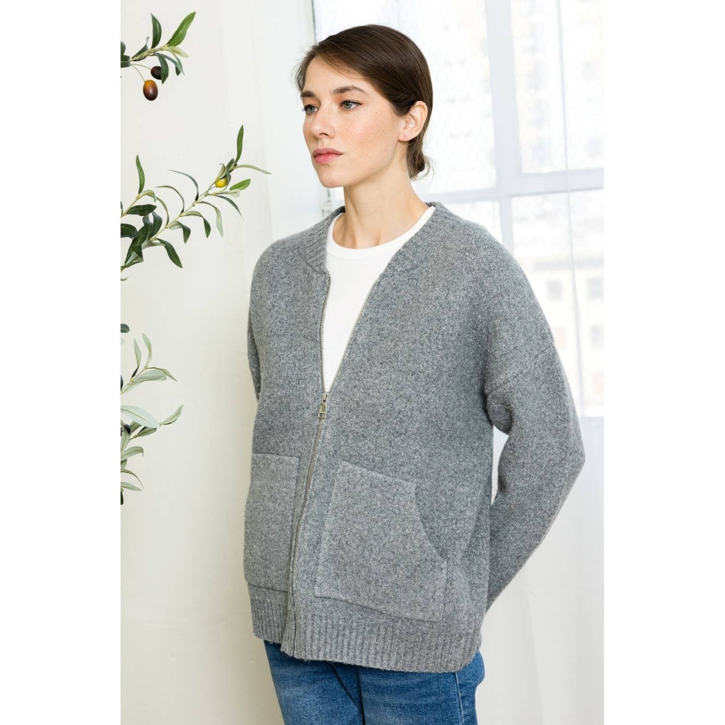 ZIPPER SWEATER JACKET