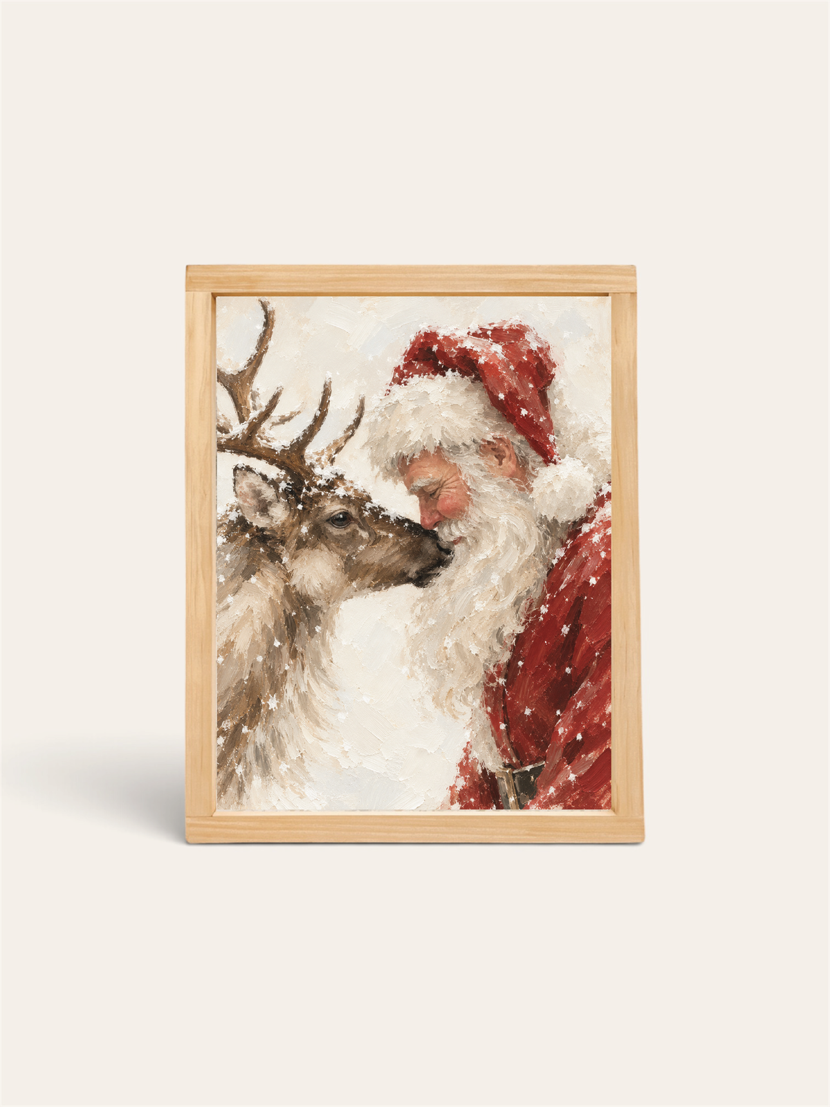 Santa and Reindeer Nuzzle