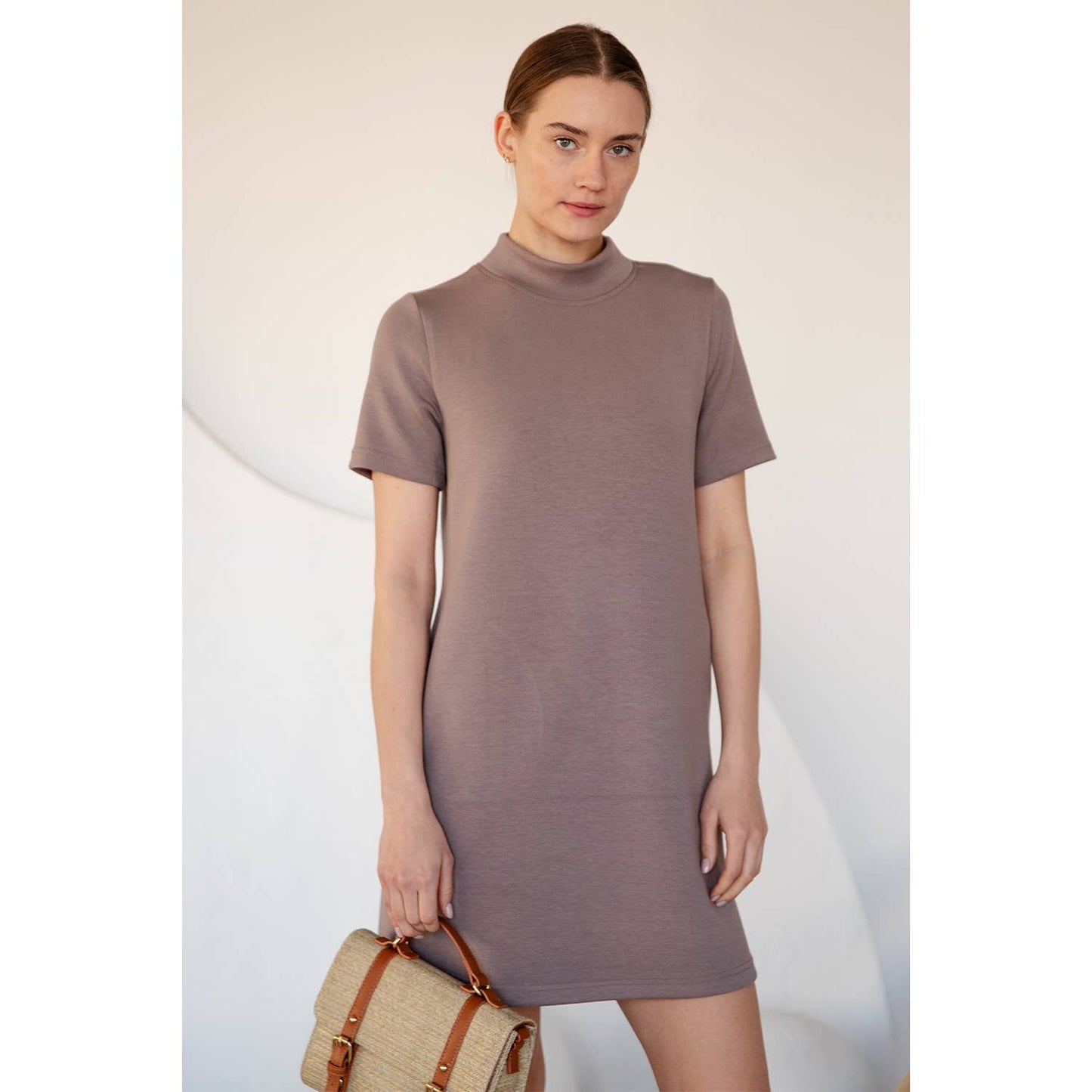 Modal Scuba Mock Neck Mini Dress