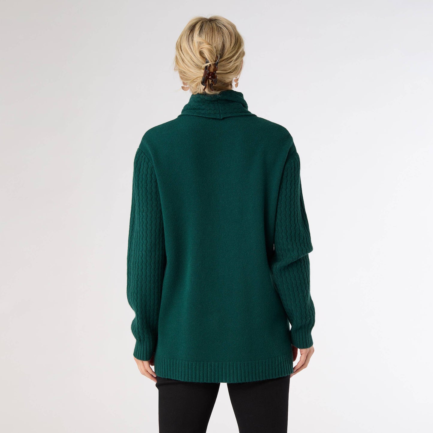 Heavenly-Luxe Cowl Neck Cable Sweater with Pockets