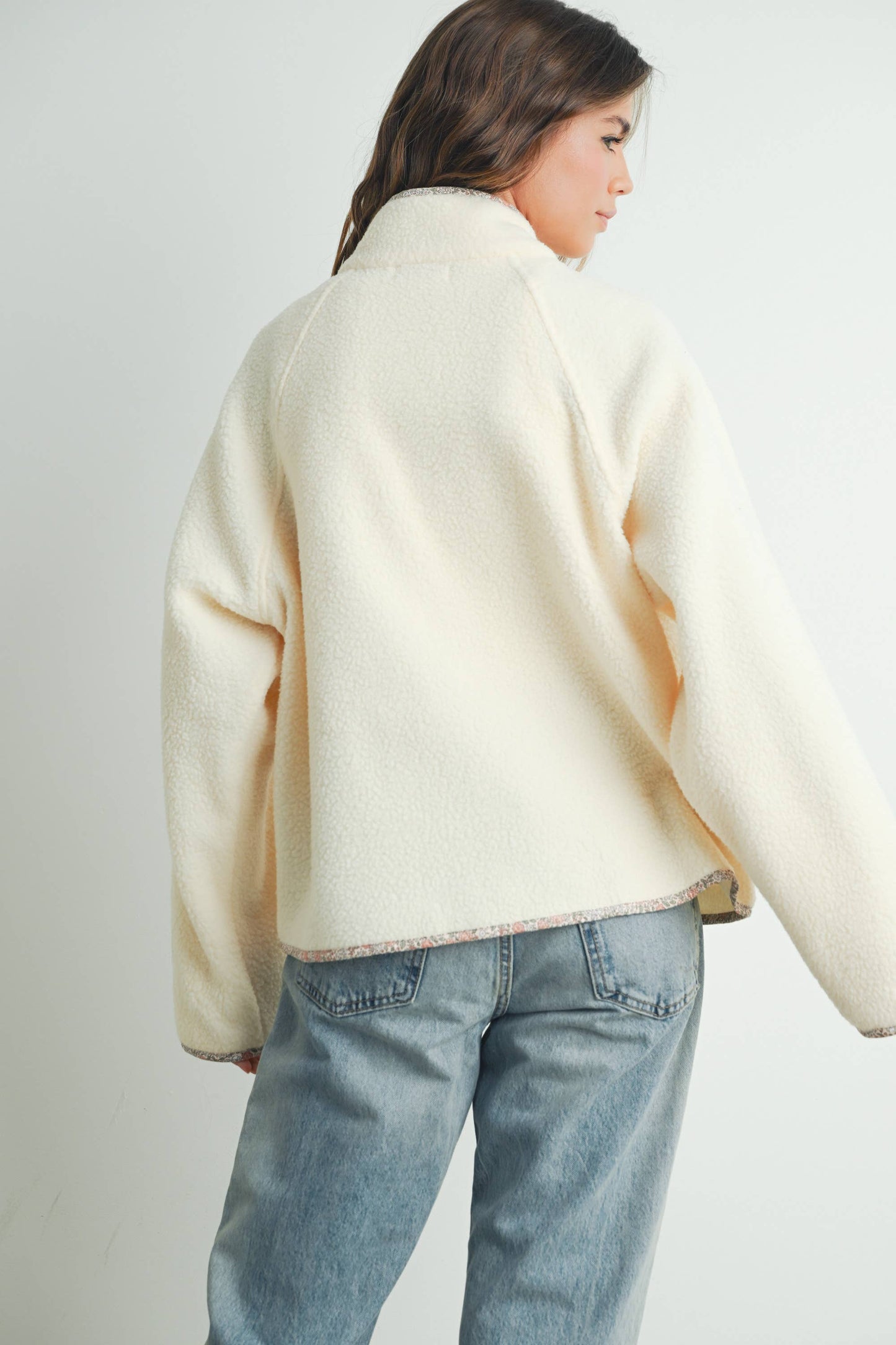 Fall Cozy Snap Mock Neck Sherpa Fleece Jacket