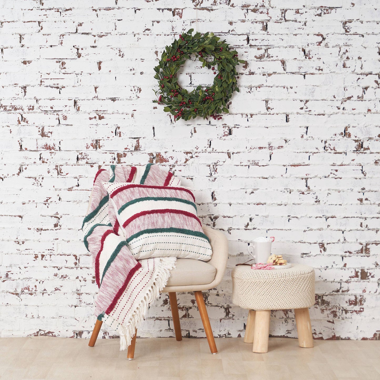 Christmas Benn Red & Green Striped Throw Blanket