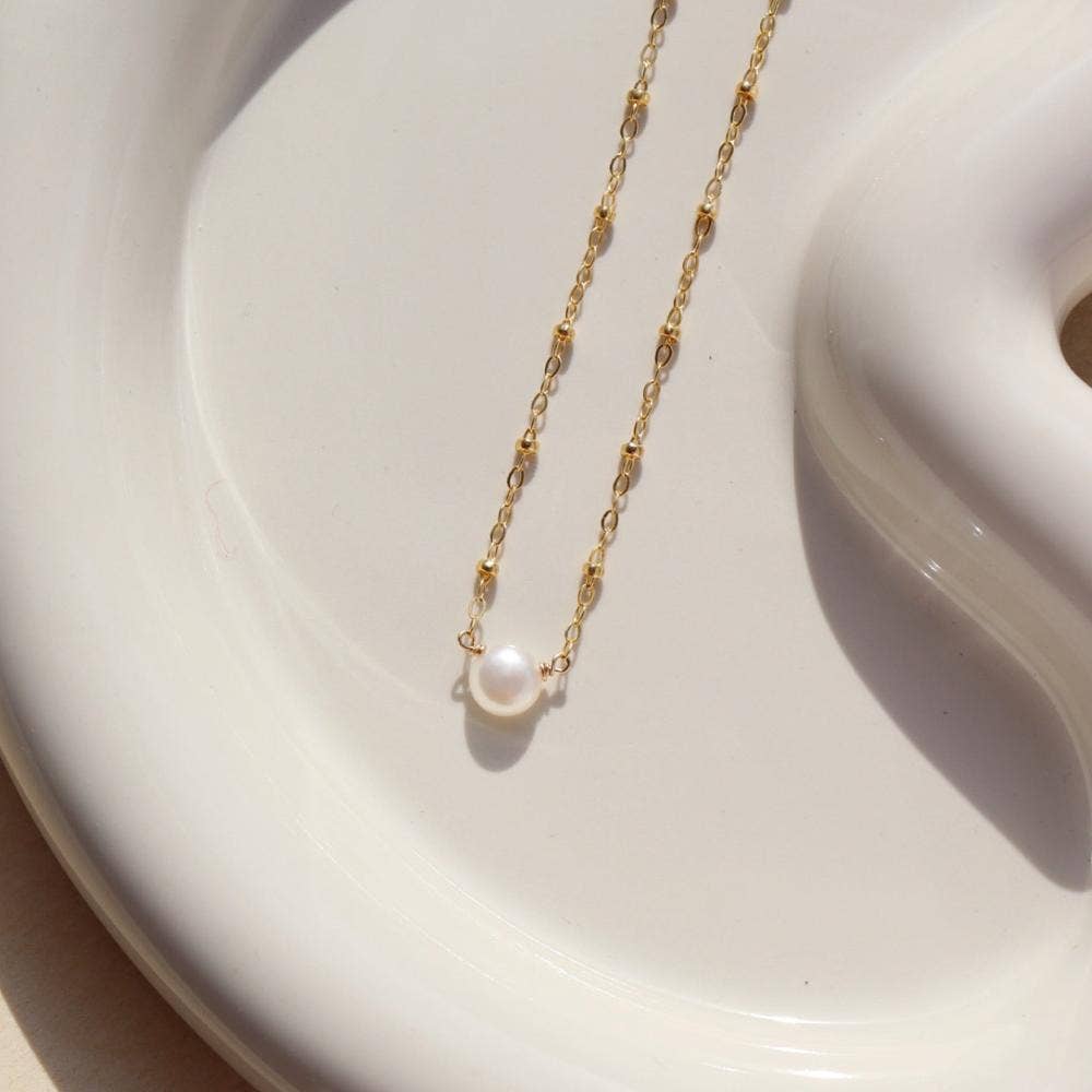 Beaded Pearl Necklace | Chain Necklace with Pearl