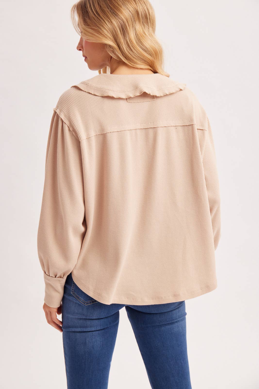 Collared Neck Waffle Top