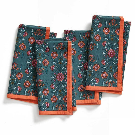 Floral Textile Napkins - Set of 4