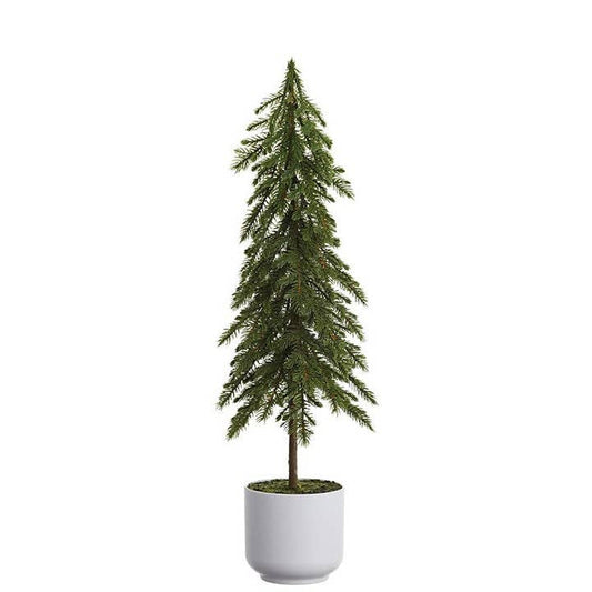 Potted Artificial Alpine Pine Tree in White Pot - 23"