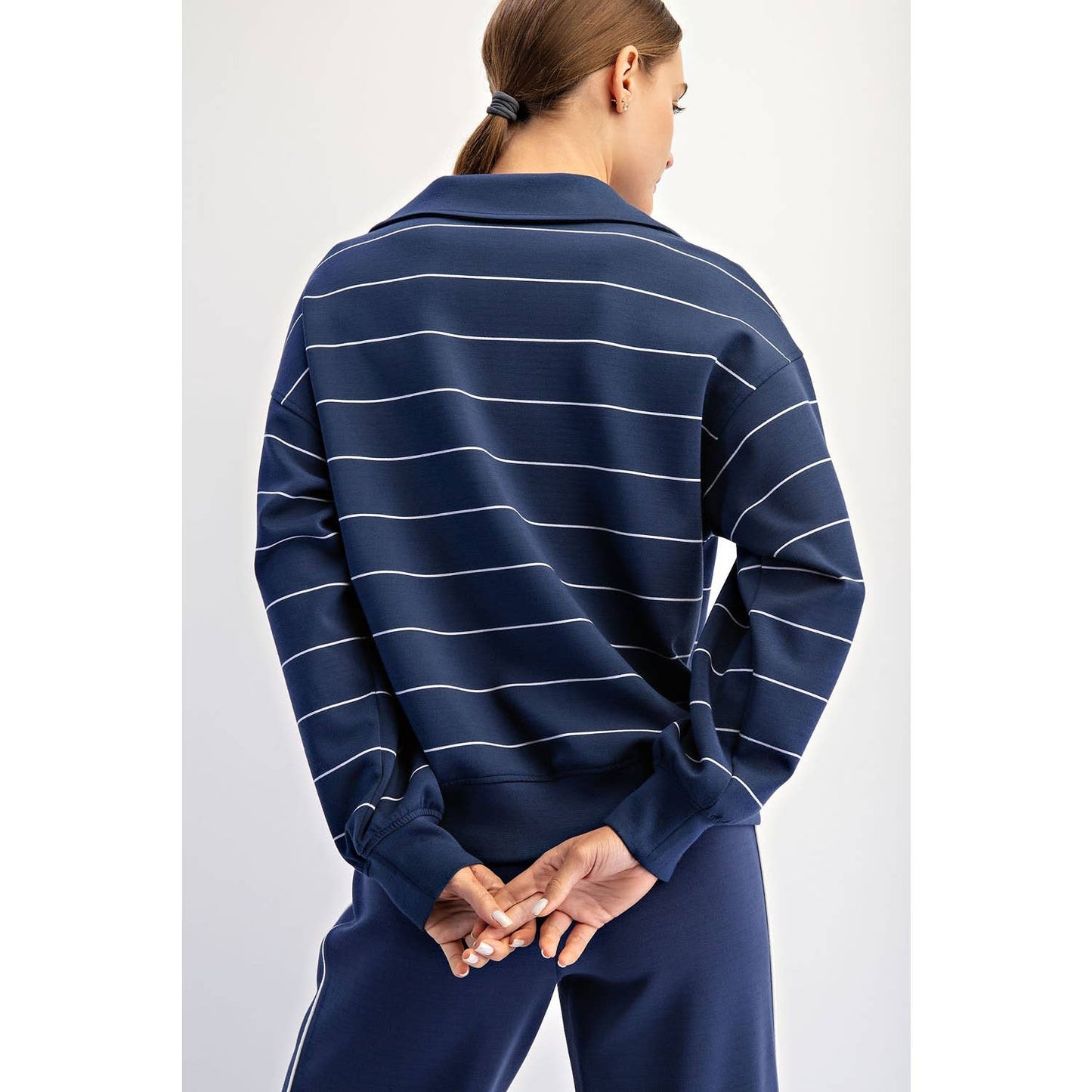 Modal Scuba Stripe Polo Sweatshirt