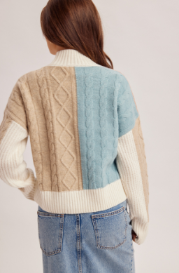 Mock Neck Color Block Sweater