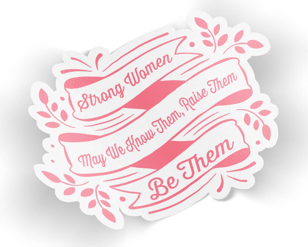 Strong Women Pink and White Sticker
