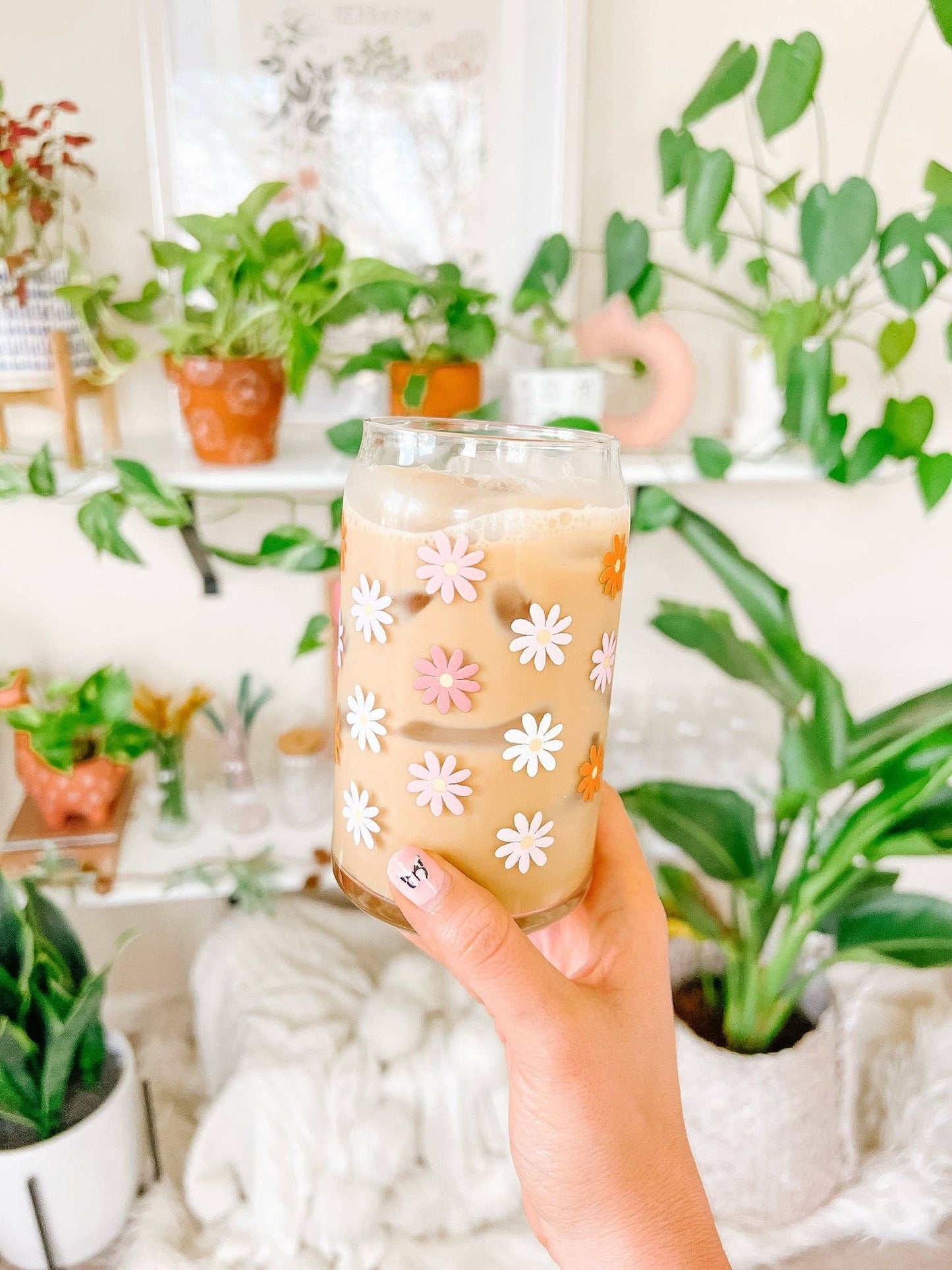 16oz Retro Daisy Glass
