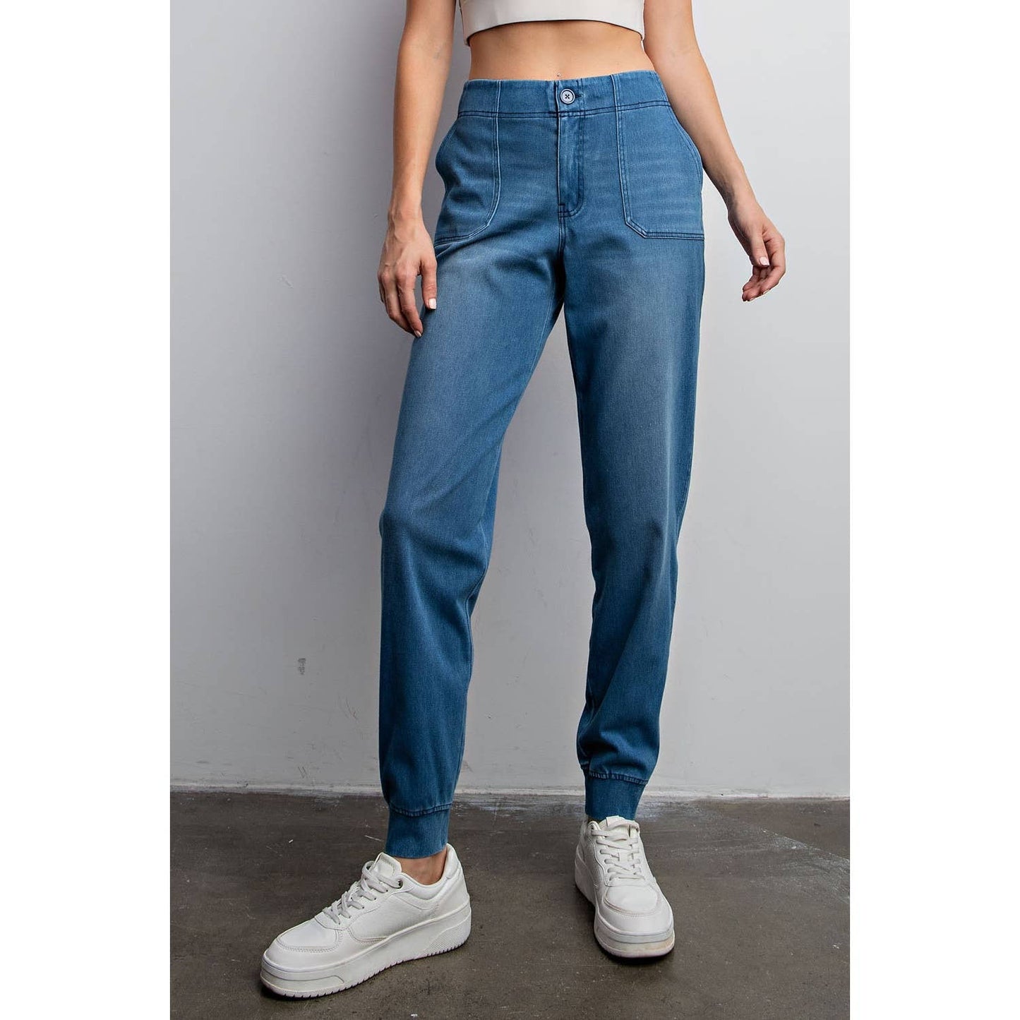 Cotton Stretch Denim Jogger Pants