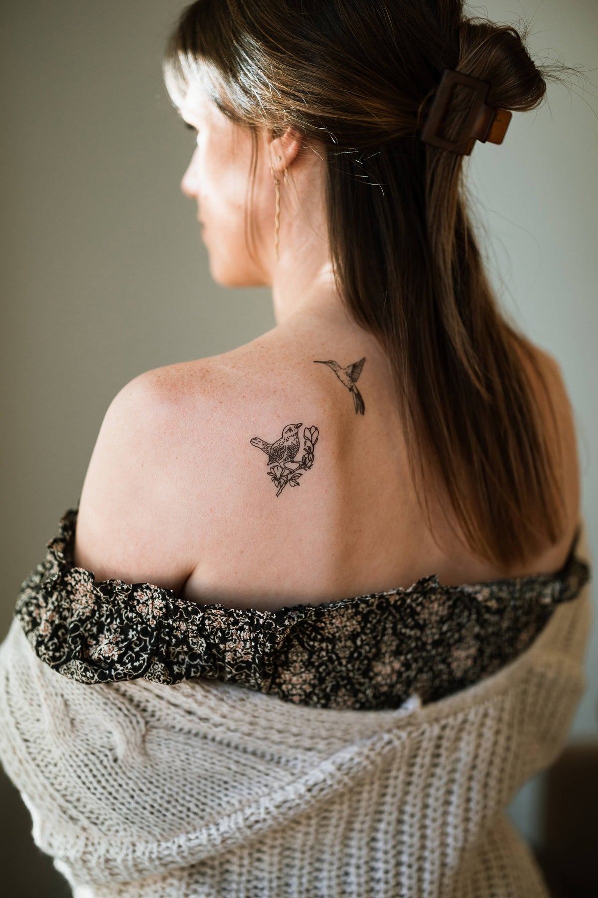 Blackbird and Hummingbird Temporary Tattoos