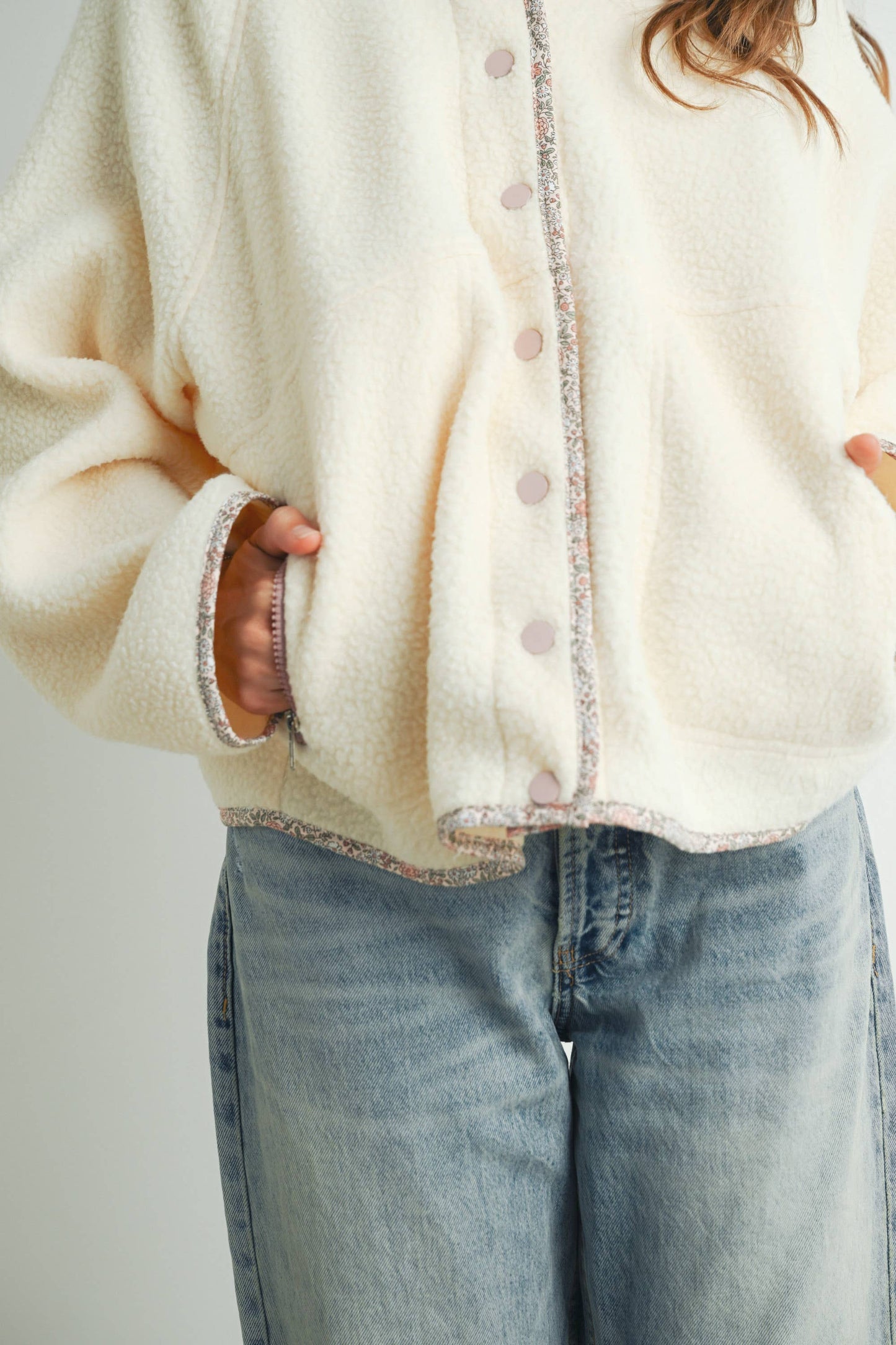 Fall Cozy Snap Mock Neck Sherpa Fleece Jacket
