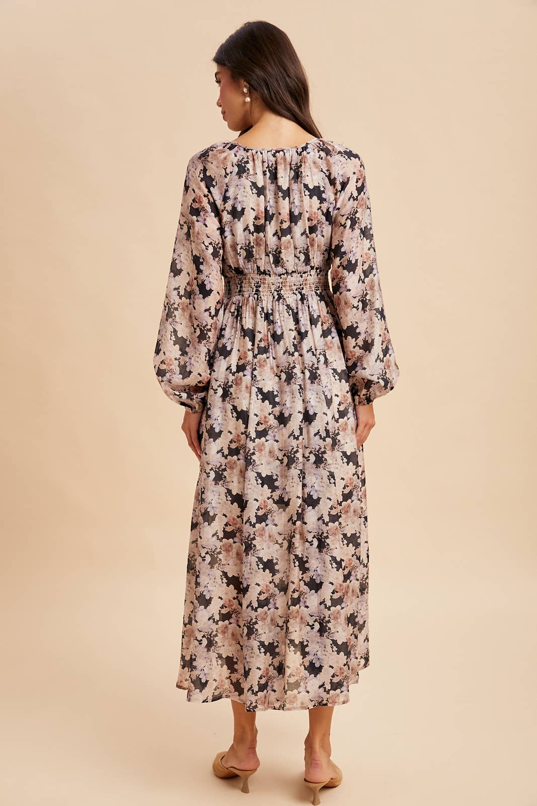 Tencel Floral Smocked Button Down Maxi Dress