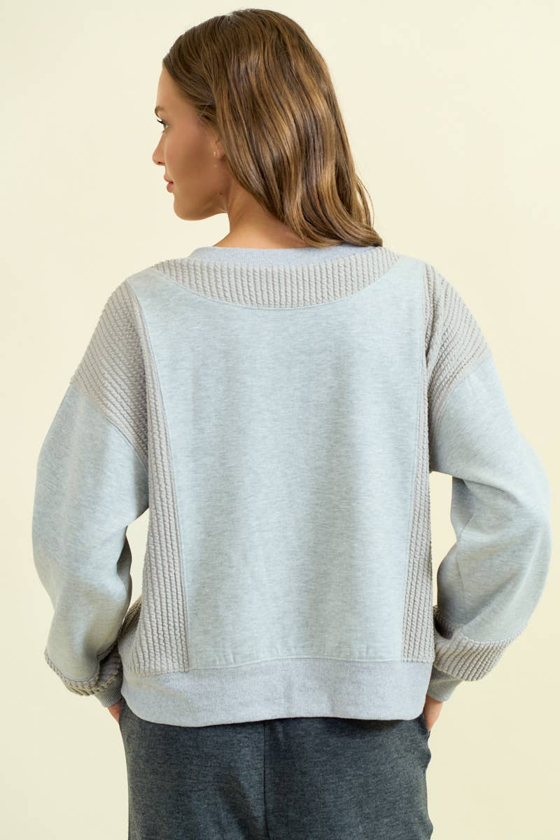 Brushed Terry Mix Media Block Sweatshirt