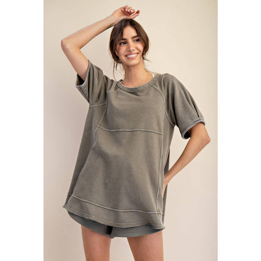 Mineral Washed Oversized Short Sleeve Tunic