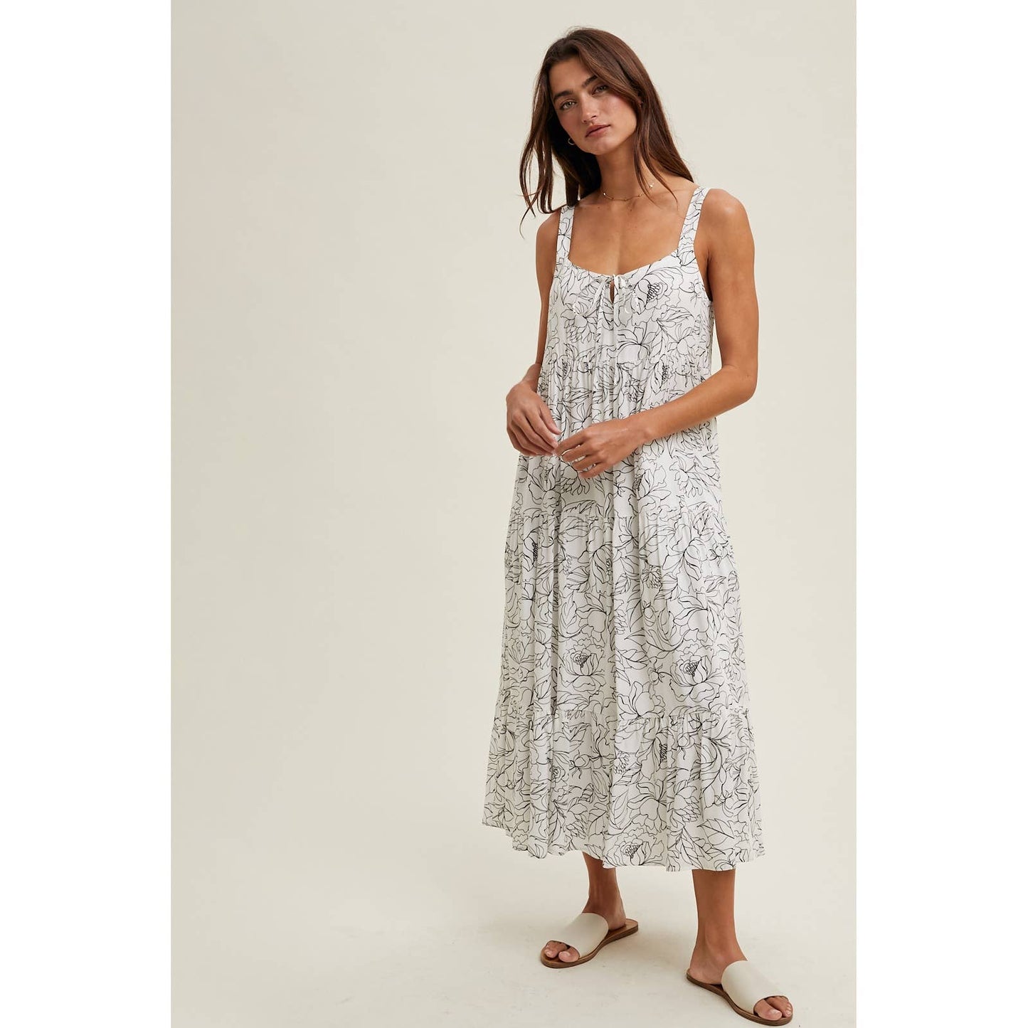 Floral Sleeveless Midi Dress