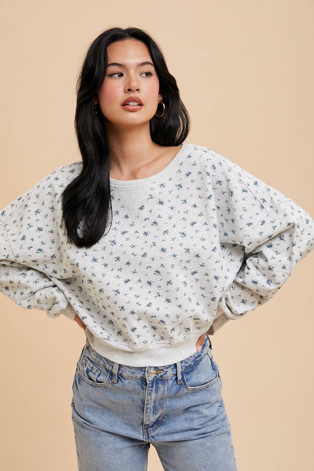 Cotton Floral Terry Pullover