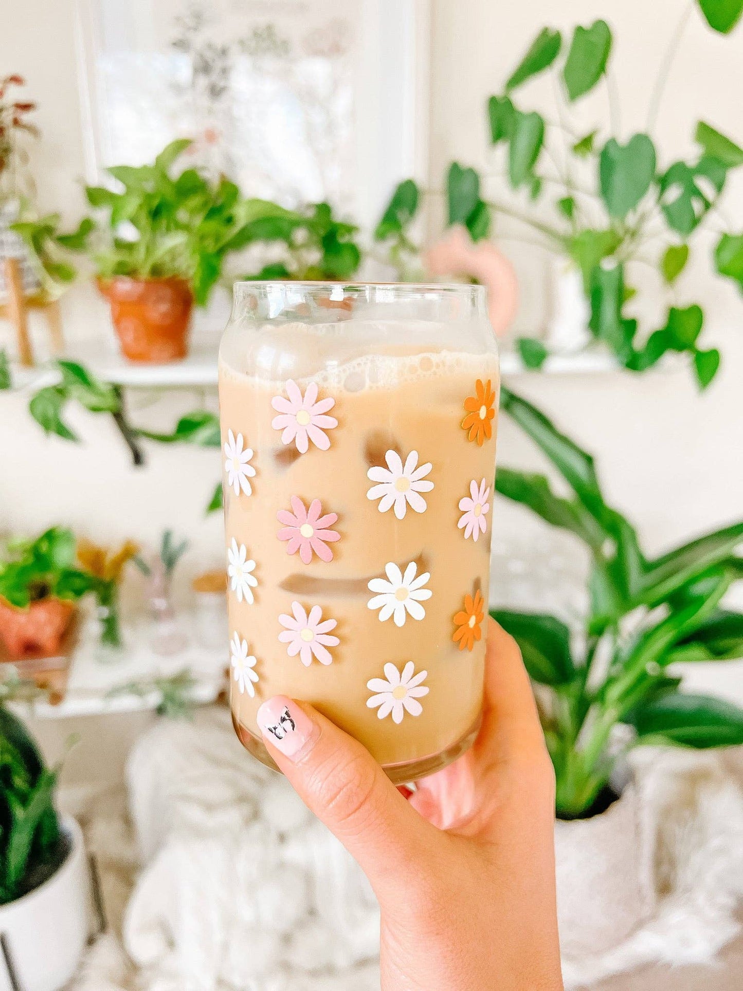 16oz Retro Daisy Glass