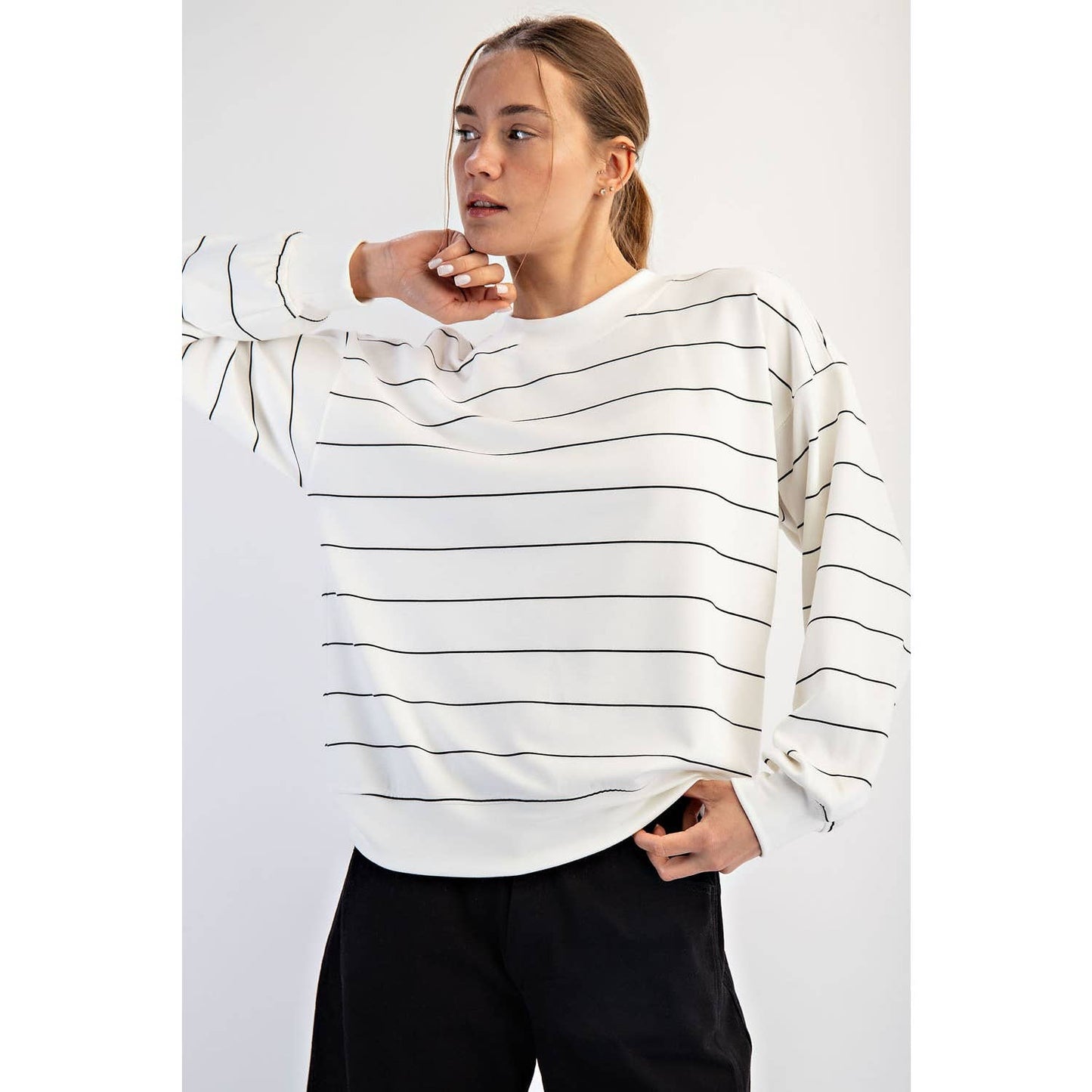 Modal Scuba Stripe Crew Neck Top