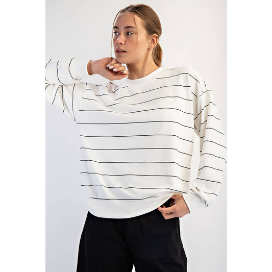 Modal Scuba Stripe Crew Neck Top
