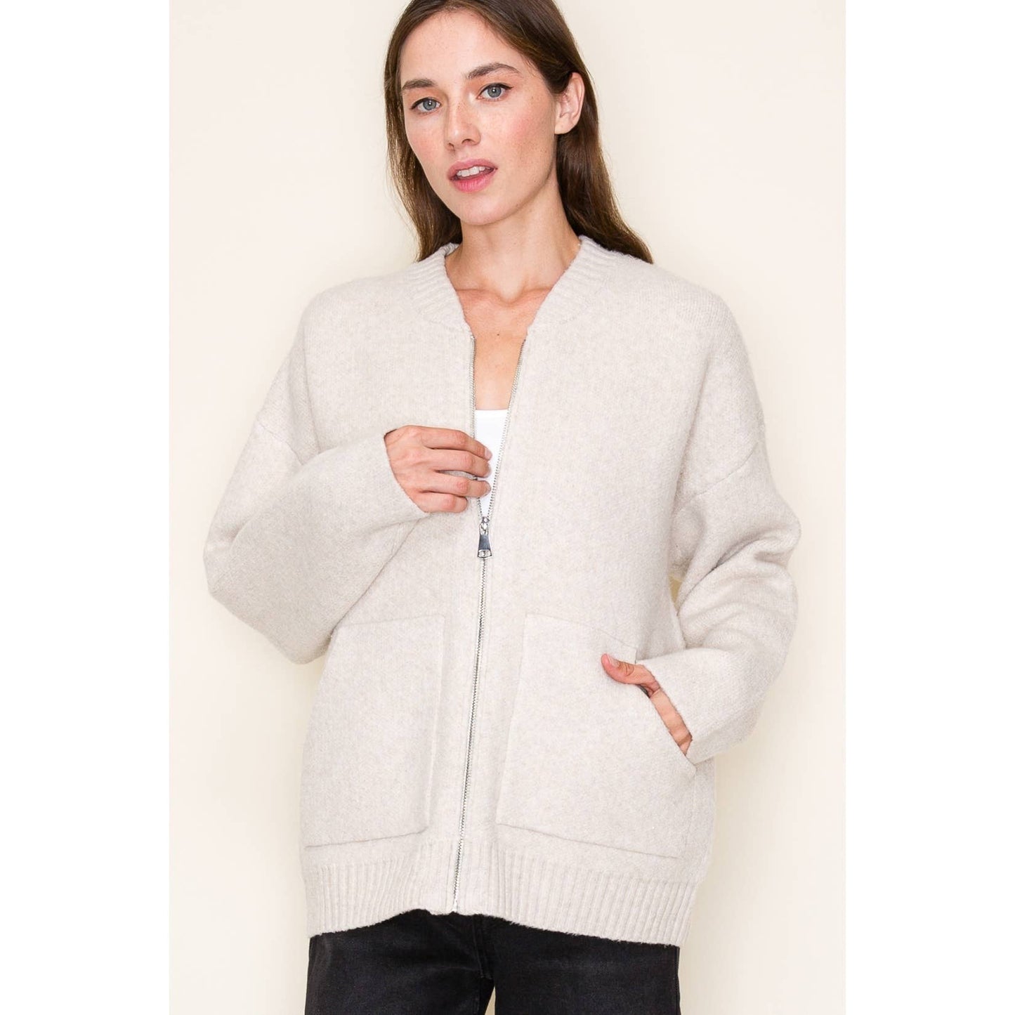 ZIPPER SWEATER JACKET