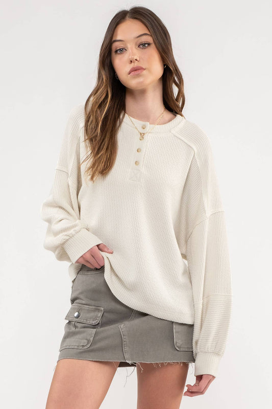 Rib Knit Henley Top