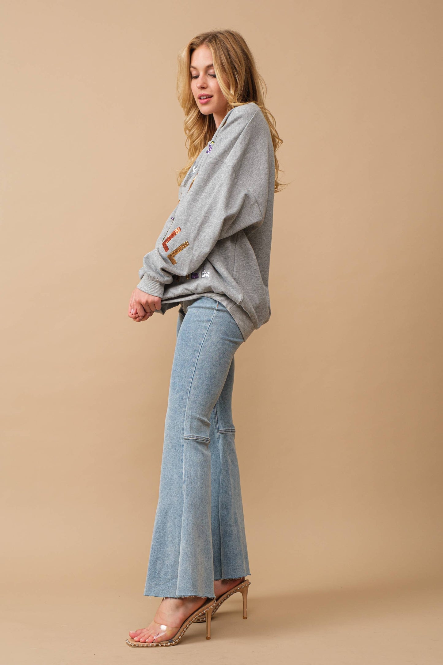 50008T - Sequin Embellished Y'all Graphic Sweatshirt