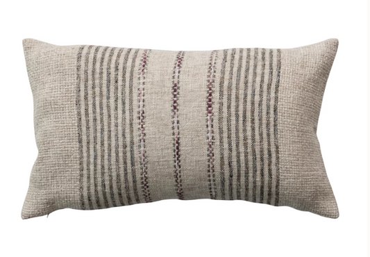 20"L x 12"H Embroidered Stripe Pillow