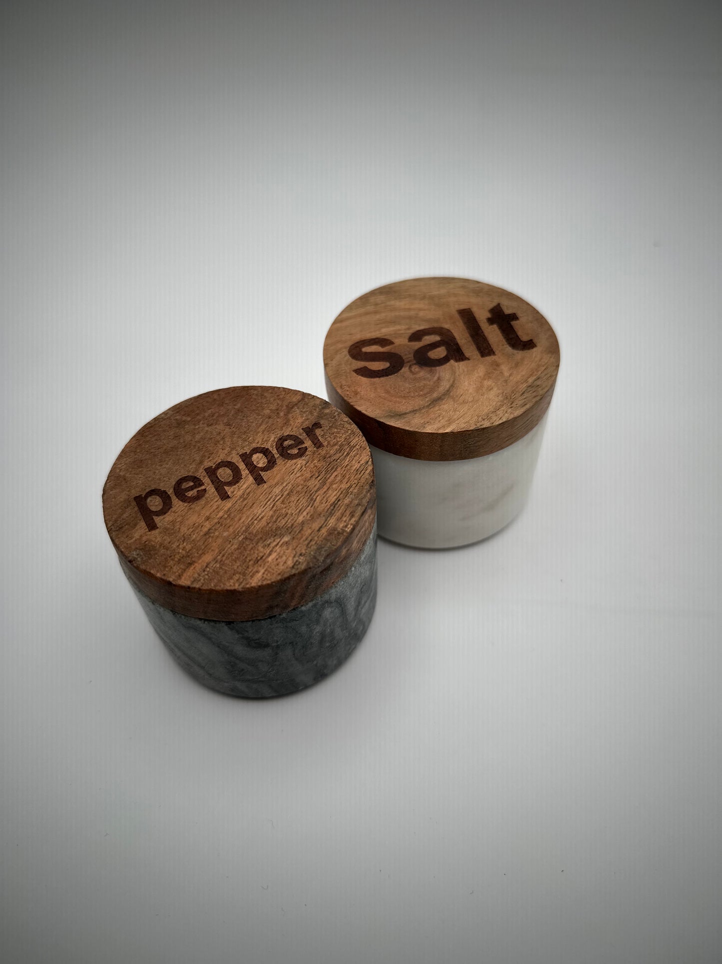 Salt and Pepper Container with Wood Lid