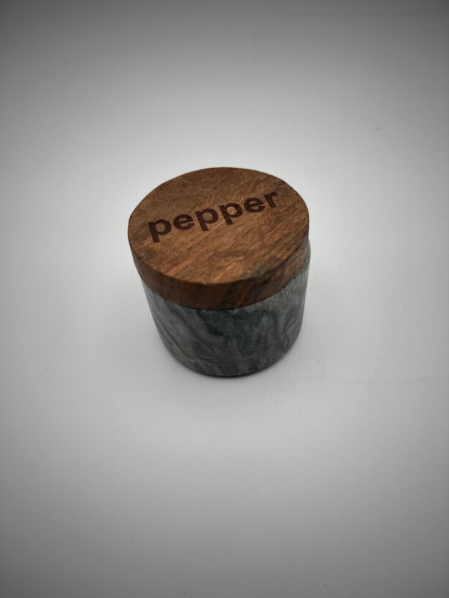 Salt and Pepper Container with Wood Lid