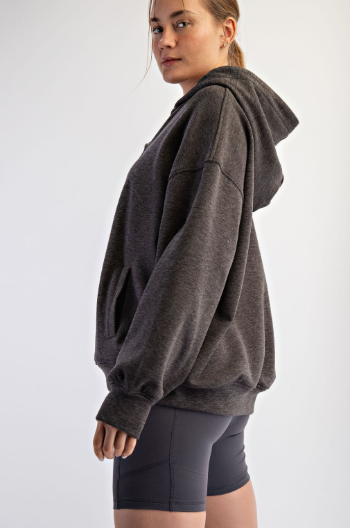 Double Brushed Polo Neck Hoodie