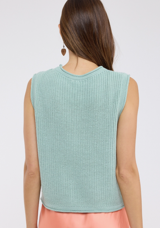 Sleeveless Knit Sweater Top