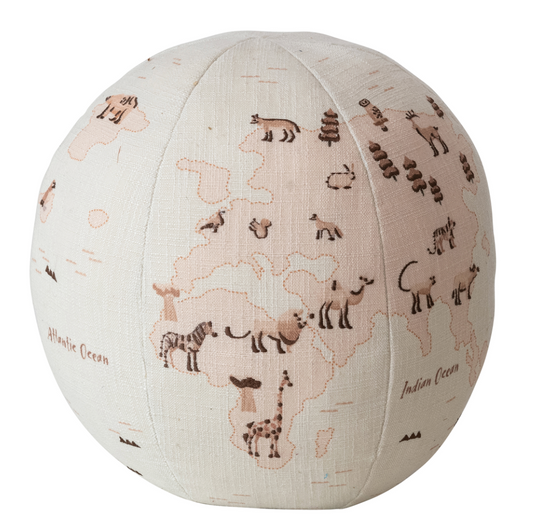 Polyester & Embroidered Globe Pillow