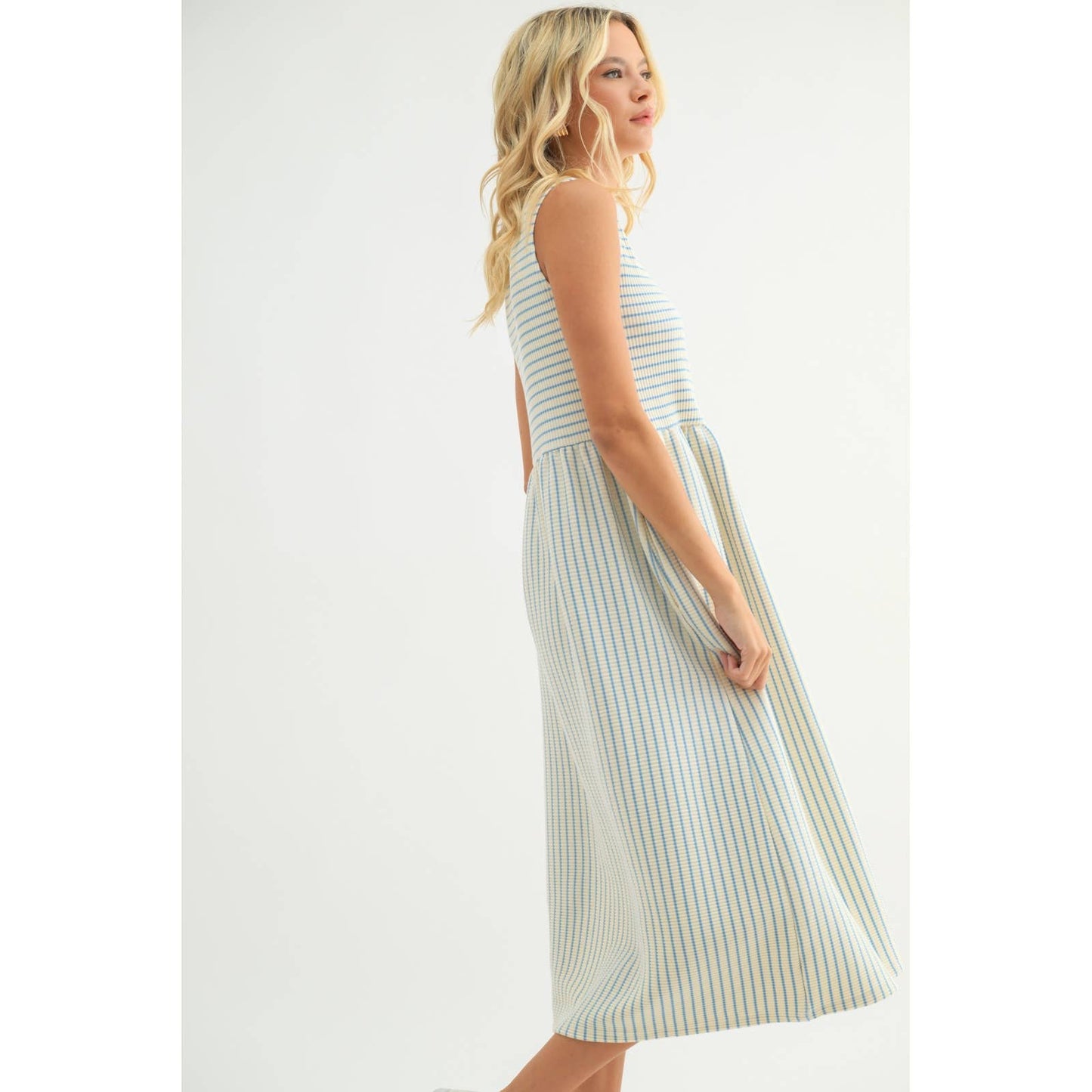Striped Knit Midi Dress