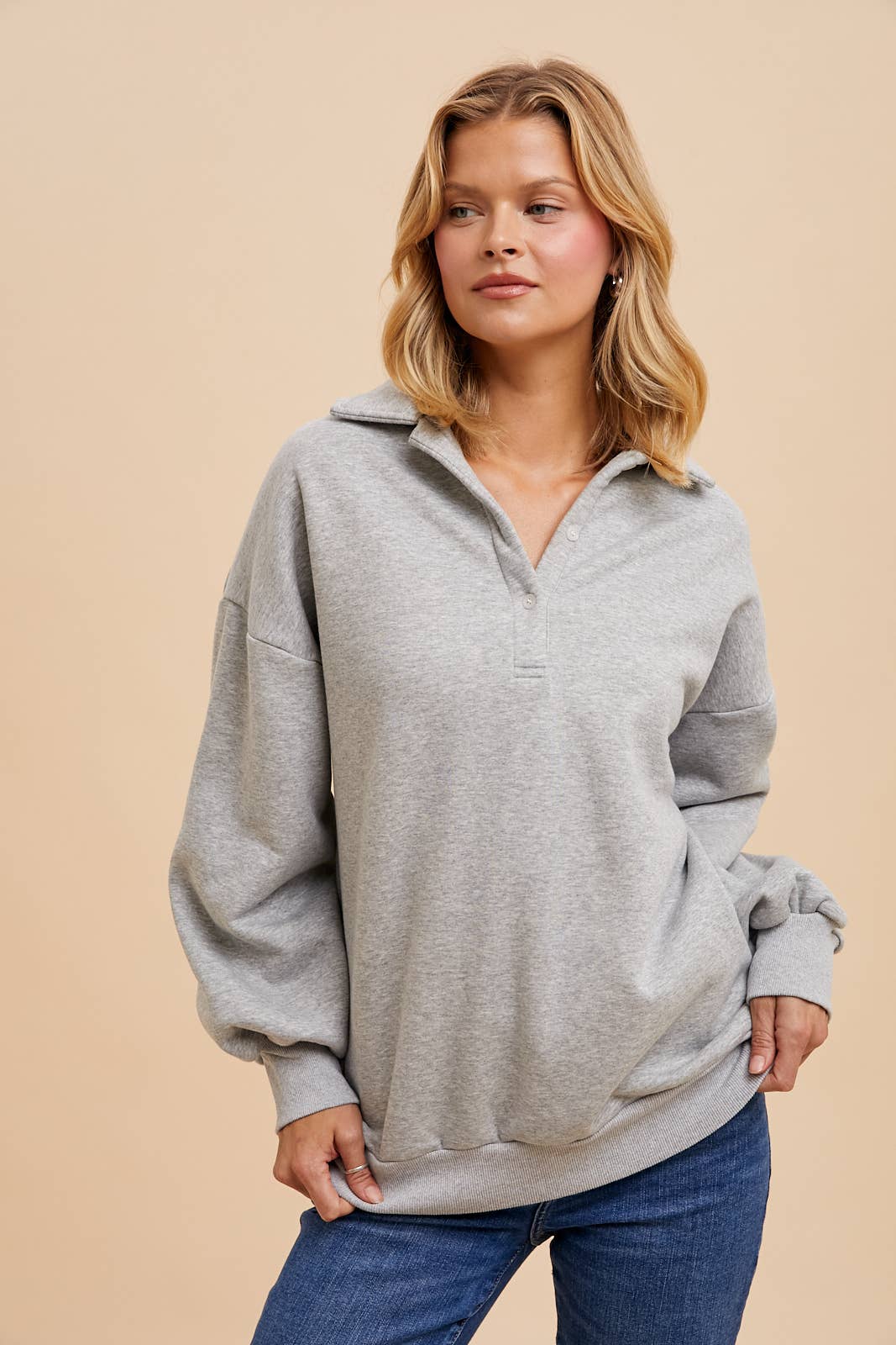 Mineral Washed Oversized Polo Pullover
