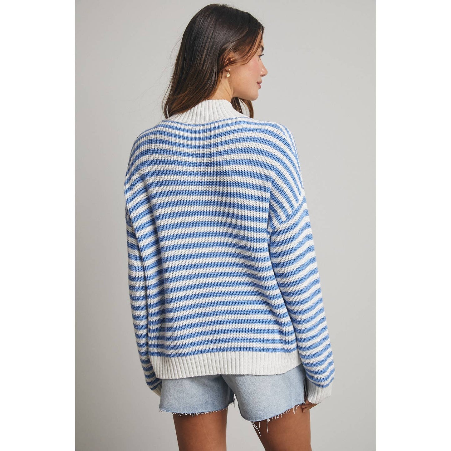 Stripped Half Zip Sweater