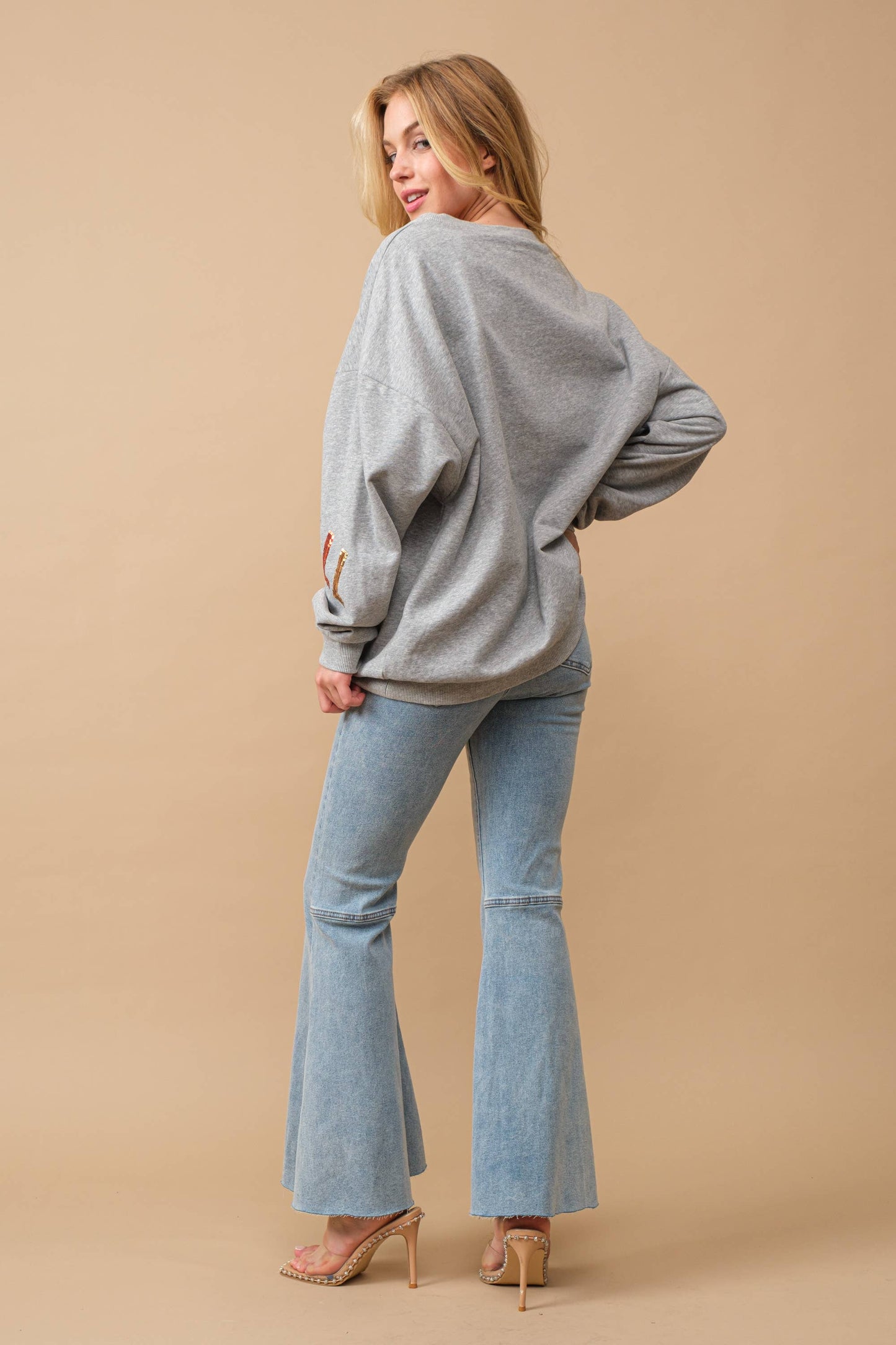50008T - Sequin Embellished Y'all Graphic Sweatshirt