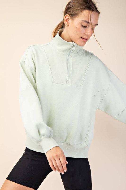 French Terry Fleece Quarter Zip Top