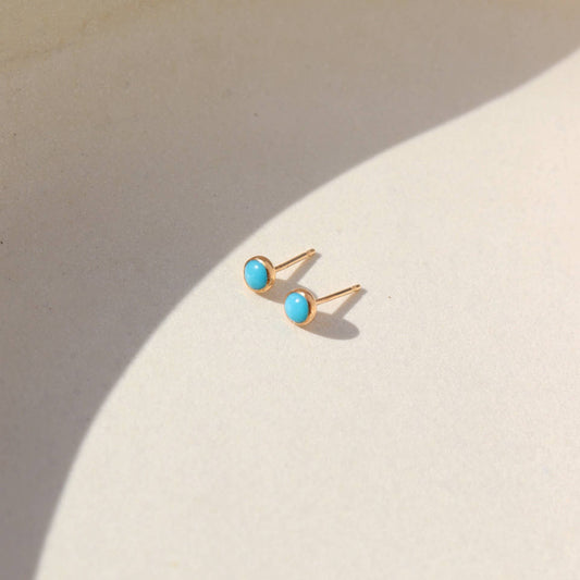 Turquoise Gemstone Studs in 14k Gold Fill or Sterling Silver