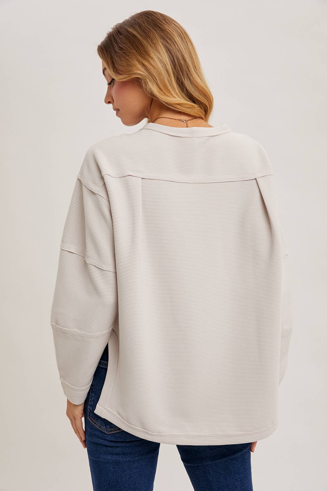 Oversized Side Slit Knit Sweatshirts