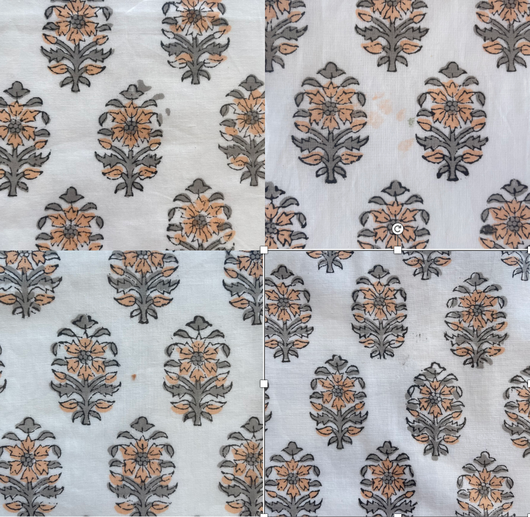 Cotton Peach Gray Floral Motif Square Pillow Cover 18x18